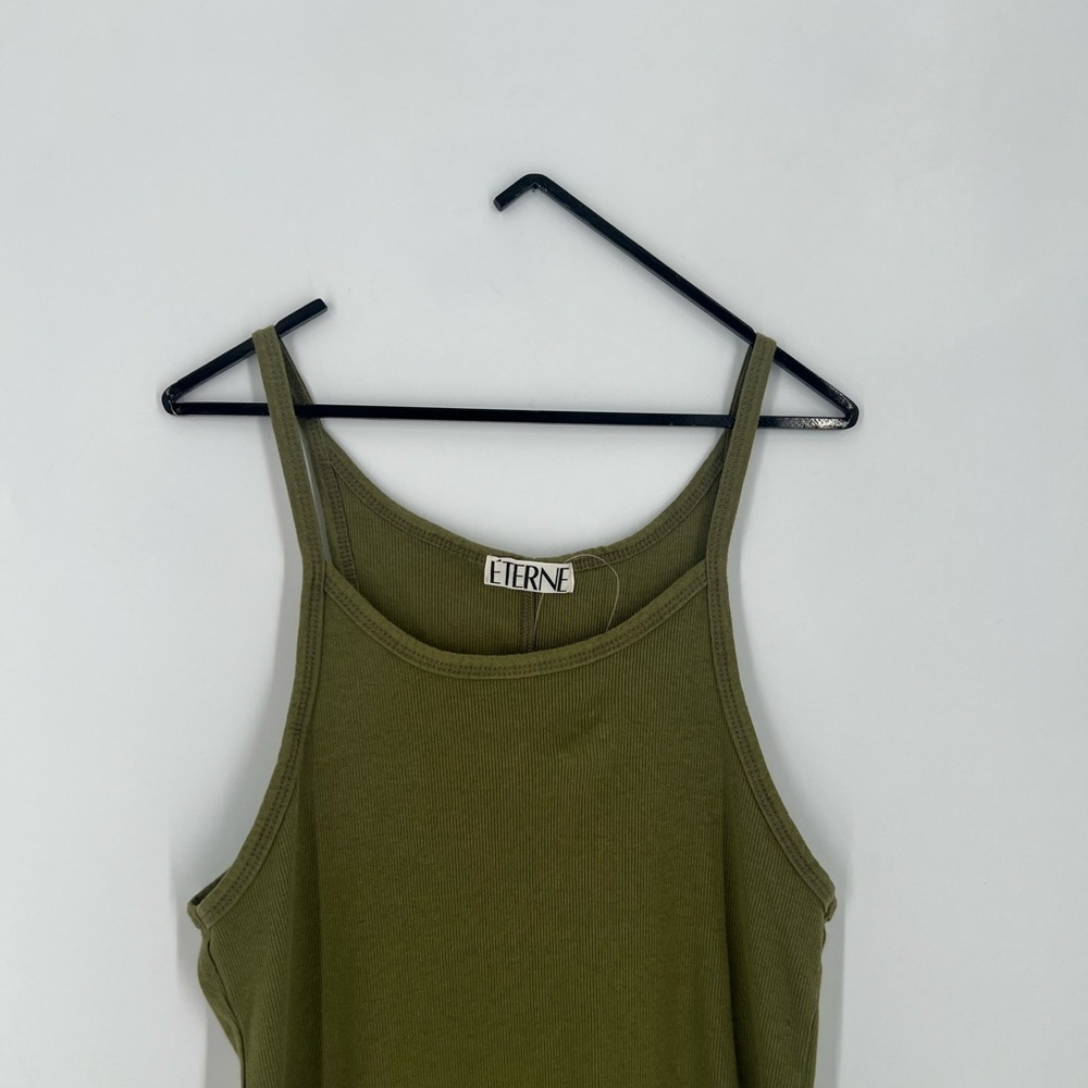 Eterne Ribbed Knit Tank Mini Dress In Olive - Picture 2 of 5